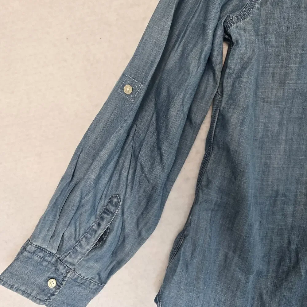 Pre-Owned Talbots Blue Size 1X Button Down Or Roll Up And Button Sleeves EUC - Picture 9 of 10